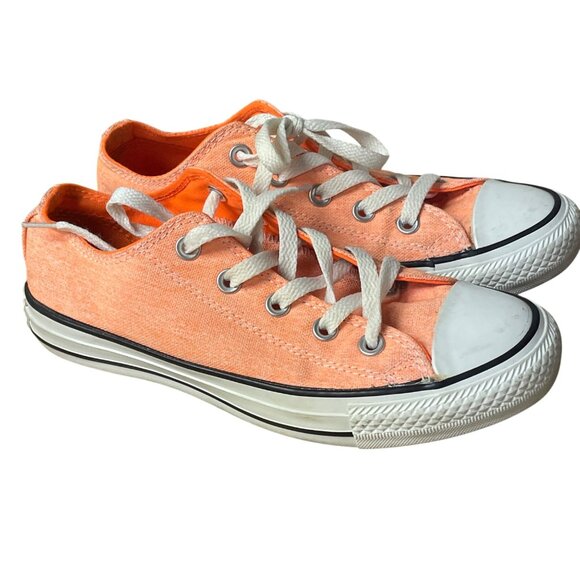 Converse All Star Neon Orange Low Top Casual Sneakers Sz 6 136623F - Picture 1 of 7